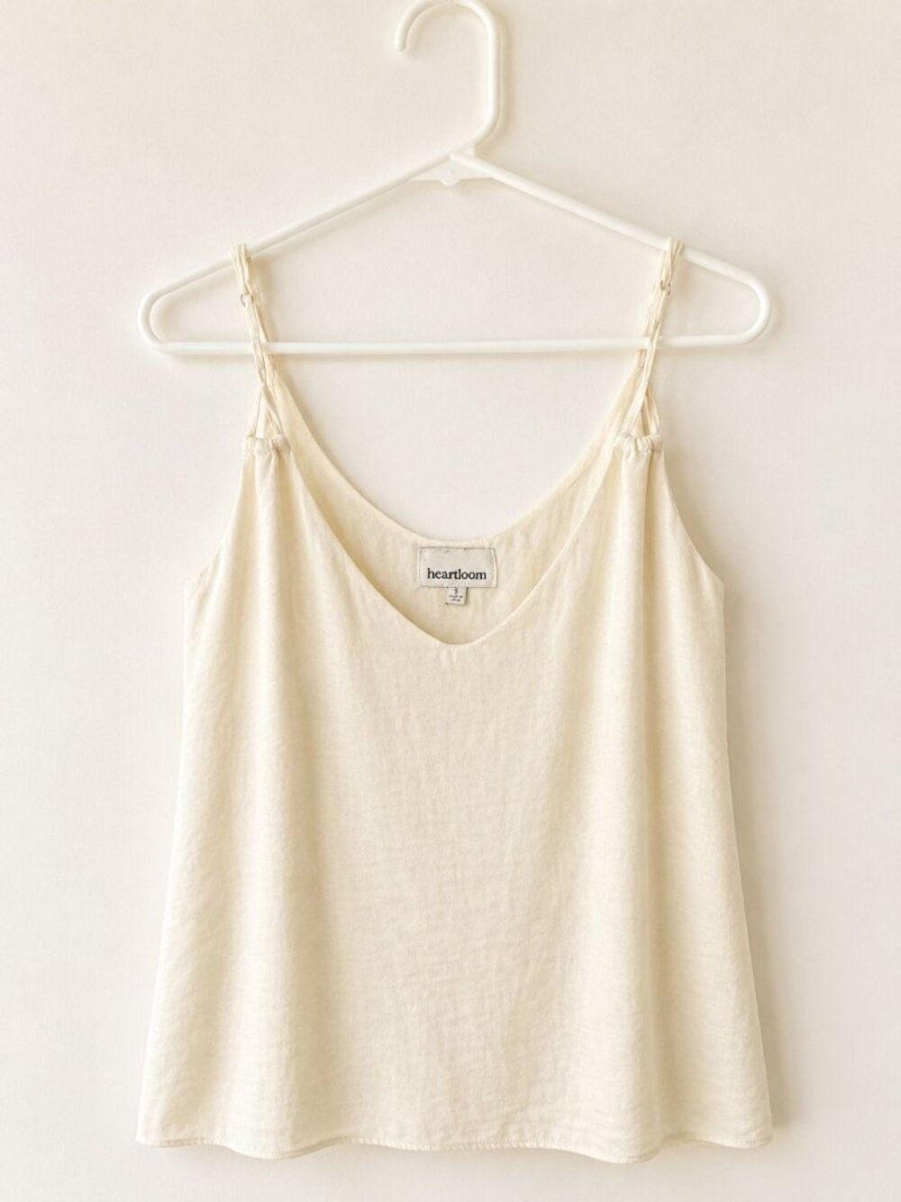 Heartloom Cream Satin Cami Tank Top Size Small Minimalist Slip Blouse